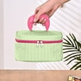 thumbnail image 1 of Byujiro Quilted Handle Makeup Case Travel Toiletry Organizer with Brush Compartments, Cute Padded Cosmetic Bag for Teens & Girls, 1 of 4
