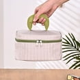 thumbnail image 1 of Byujiro Quilted Handle Makeup Case Travel Toiletry Organizer with Brush Compartments, Cute Padded Cosmetic Bag for Teens & Girls, 1 of 5