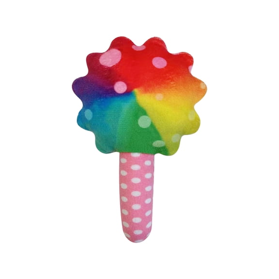 Byujiro Rainbow Lollipop Squeaky Plush Dog Toy Soft Chew Toy with Built-In Squeaker, Teething & Boredom Relief Toy for Small to Medium Dogs