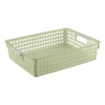 thumbnail image 1 of Byujiro Rectangular Perforated Plastic Storage Basket Multi-Purpose Ventilated Countertop Organizer Tray with Dual Side Handles, Lightweight Stackable Caddy, Space Saving Holder for Bathroom, 1 of 5