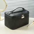 thumbnail image 1 of Byujiro Ribbed Barrel Cosmetic Train Case Vertical Striped Makeup Organizer Portable Zippered Toiletry Bag with Top Handle, 1 of 3