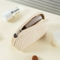 thumbnail image 1 of Byujiro Ribbed Shell-Shaped Cosmetic Pouch Compact Half-Moon Makeup Bag Stylish Pleated Toiletry Organizer for Daily & Travel Use, 1 of 4