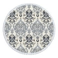 thumbnail image 1 of Byujiro Round Printed Beach Towel 60" Diameter Microfiber Roundie Beach Blanket Vintage Damask Pattern Soft Lightweight Quick Dry Sand Free Towel, Versatile as Shawl & Picnic Mat for Beach, 1 of 7
