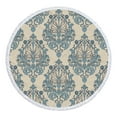 thumbnail image 1 of Byujiro Round Printed Beach Towel 60" Diameter Microfiber Roundie Beach Blanket Vintage Damask Pattern Soft Lightweight Quick Dry Sand Free Towel, Versatile as Shawl & Picnic Mat for Beach, 1 of 7