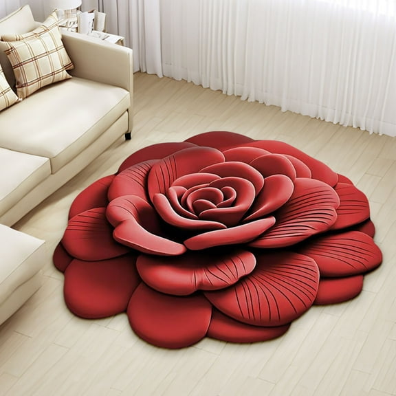 Byujiro Rugs for Living Room 3 D Flower Mat Soft Carpet Non-Slip Area Carpet Dining Room Home Bedroom Carpet Floor