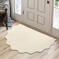 thumbnail image 1 of Byujiro Scalloped Edge Entryway Doormat, Non‑Slip Durable Indoor Outdoor Floor Rug, Low‑Profile Decorative Household Mat, Dirt‑Trapping Shoe Scraper for Front Door, Porch, Hallway, Balcony, 1 of 5