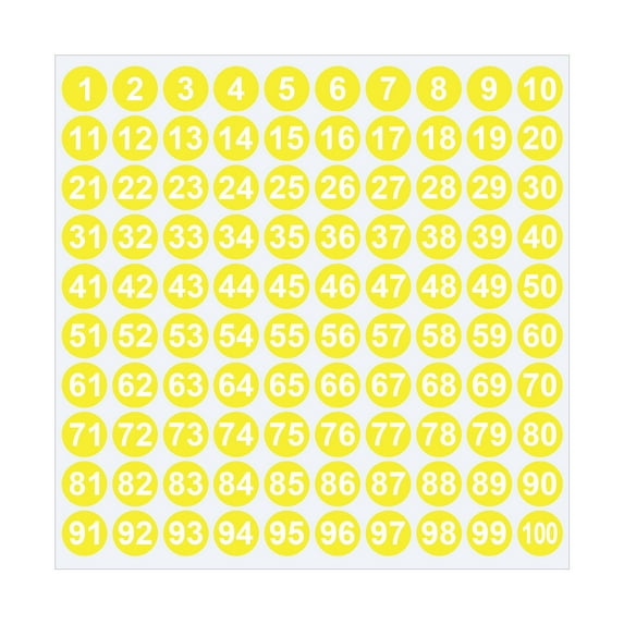 Byujiro School Supplies 1 Inch 1 To 100 Number Combination Stickers Sheets for Note Decoration