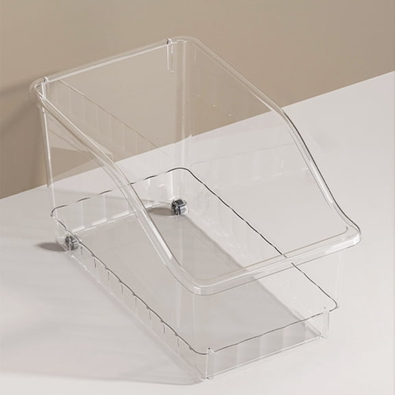 Byujiro Sloped Open Front Plastic Cabinet Organizer Bin Multi-scenario Stackable Storage Basket Space-Saving Caddy for Kitchen Pantry Seasonings, Office Stationery, Closet Small Gadgets