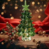 Byujiro Small Christmas Tree Glass Ornaments Mini-landscapes Christmas Tree Holiday Gifts Tabletop Decoration Portable Holiday Tree Christmas Decorations