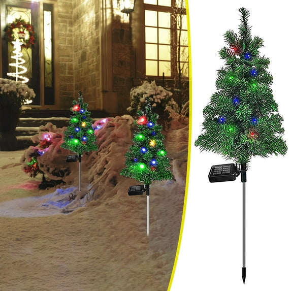 Byujiro Small Christmas Tree with Lights Solar Christmas Decoration Light LED Christmas Tree Plug in Light Outdoor Garden Decoration Light Portable Holiday Tree