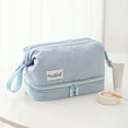 thumbnail image 1 of Byujiro Small Double-Layer Travel Cosmetic Pouch Dual-Zip Compact Makeup Organizer Portable Lightweight Toiletry Bag with Wrist Strap for Daily & Trips, 1 of 9