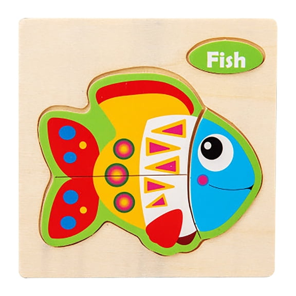 Byujiro Small Wooden Puzzle , 3D Animal Shapes First Puzzle Toys, Early Learning Montessori Toys for Infants 0-3 Years