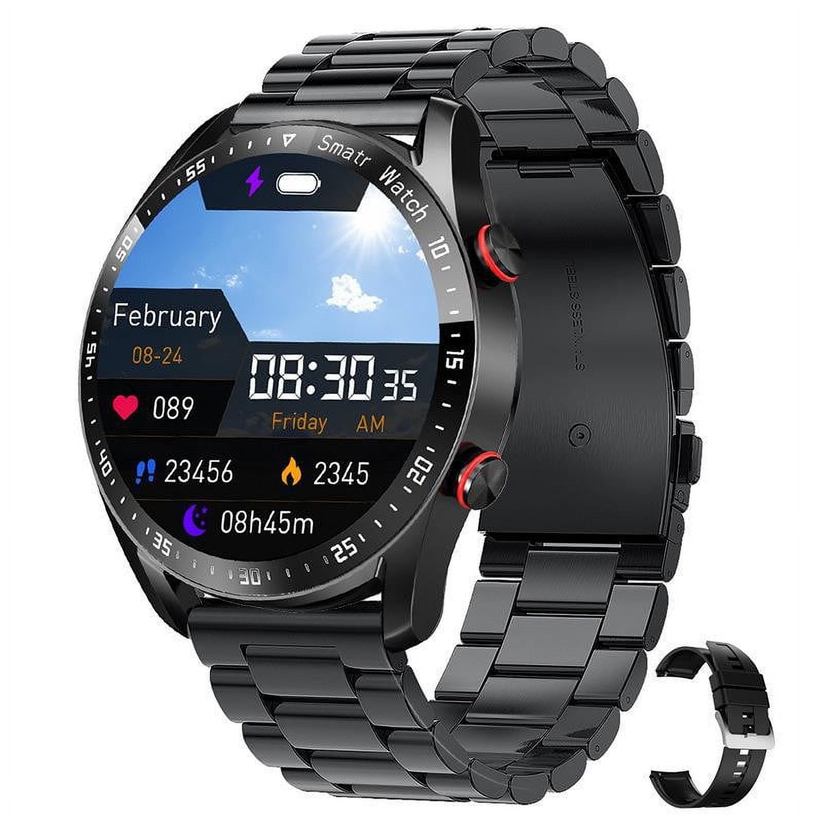 Byujiro Smart Watch Bluetooth Calling Fitness Tracker Stainless Steel Strap Watch for Men Women