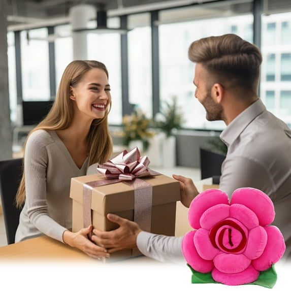 Byujiro Valentine's Day Plush Flower Soft Floral Stuffed Gift for Anniversary, Romantic Decor for Women, Girls, Teens, Unique Gift for Her