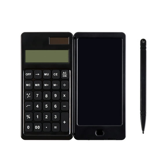Byujiro Solar-Powered Foldable Calculator with LCD Writing Tablet, Portable Dual-Power Calculator with Stylus, Silent Battery & Solar Calculator for Students, Office & Daily Math Work