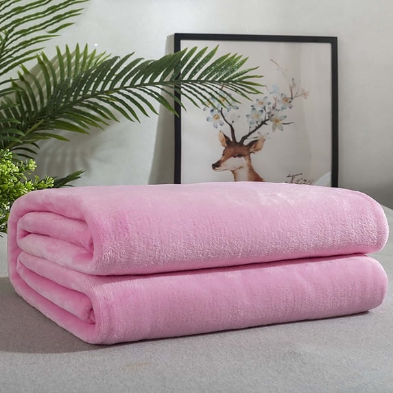 Byujiro Solid Color Flannel Blanket Summer Conditioning Blanket Office Nap Blanket -layer Double-sided Flannel Blanket All Season Thin Blanket 27.5x39.3 inches