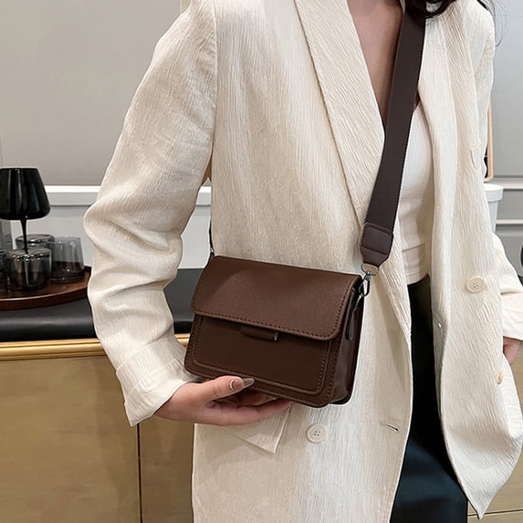 Byujiro Solid-Color Square Crossbody Bag Flap Shoulder Purse Casual Everyday Small Handbag for Women, Office and Street Style