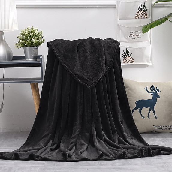 Byujiro Solid Flannel Fleece Blanket Silky Soft All-Purpose Throw Blanket, Lightweight Warm Cover for Bath Drying, Bedroom Bedding, Sofa Lounge, Office Naps, Foldable Portable Blanket