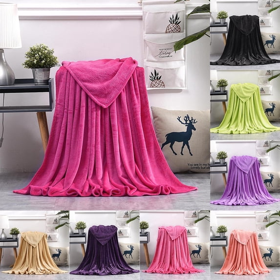 Byujiro Solid Flannel Fleece Blanket Silky Soft All-Purpose Throw Blanket, Lightweight Warm Cover for Bath Drying, Bedroom Bedding, Sofa Lounge, Office Naps, Foldable Portable Blanket
