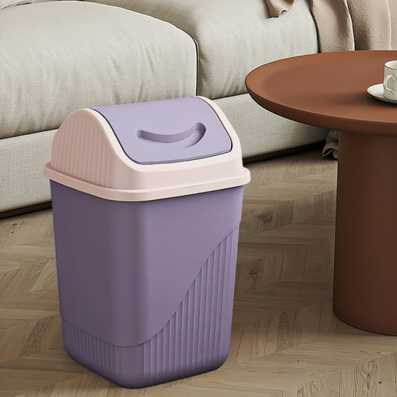 Byujiro Square Trash Can with Lid Office Bathroom Waste Bin Plastic Garbage Bin Odor Control Small Space Desk Side Bin