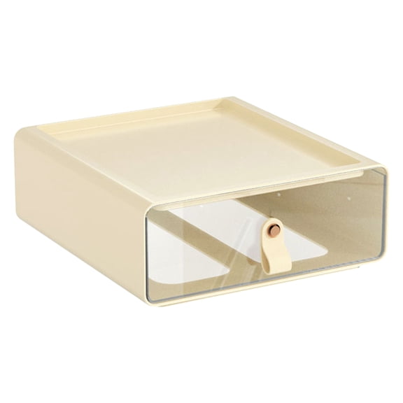 Byujiro Stackable Pull-out Drawer Desk Organizer Tilt-open Storage Caddy Multi-functional Plastic Stationery Container for Office Documents, Writing Pens, Small Office Gadgets, Student Art Supplies