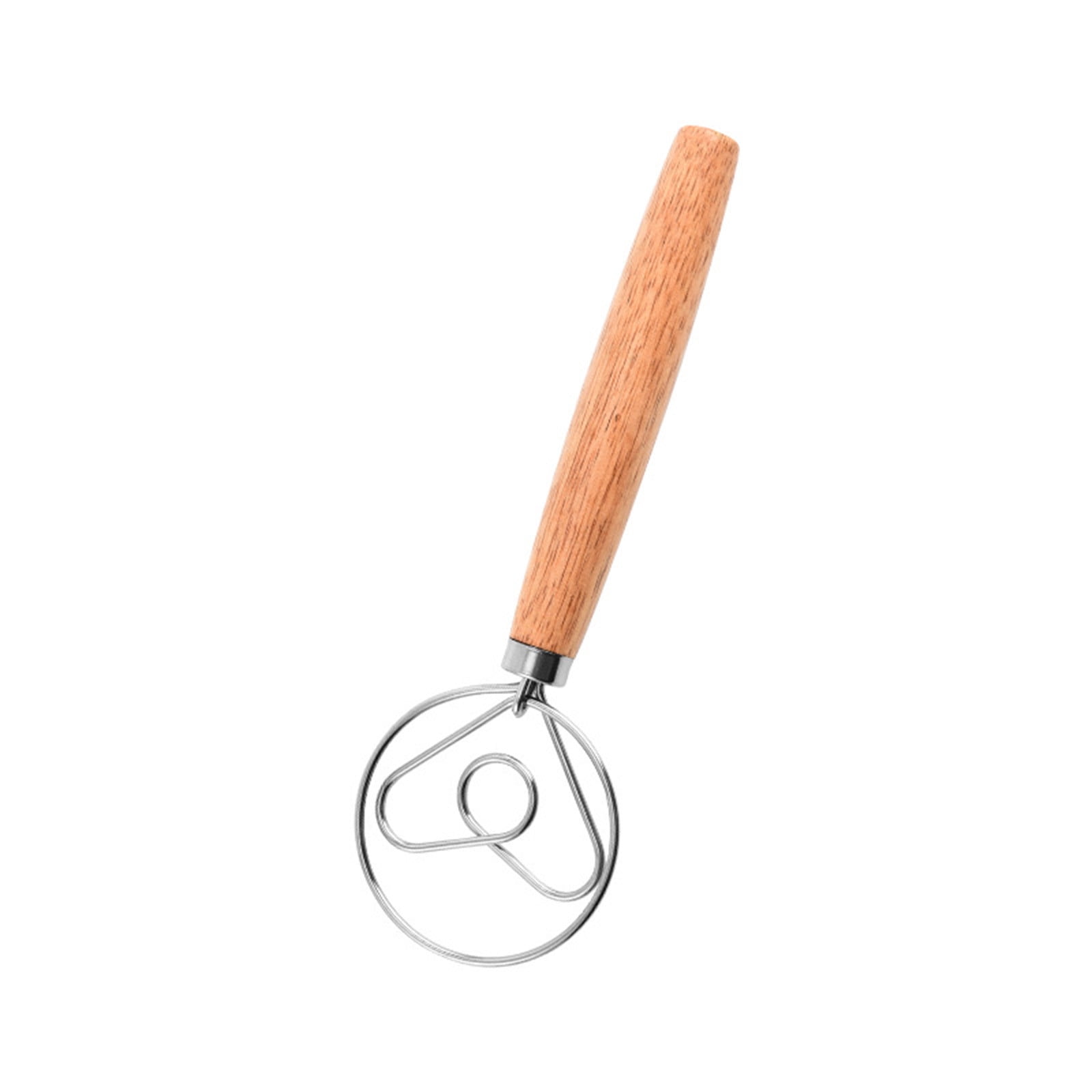 Byujiro Stainless Steel Dough Whisk with Oak Handle, Manual Bread Mixer ...