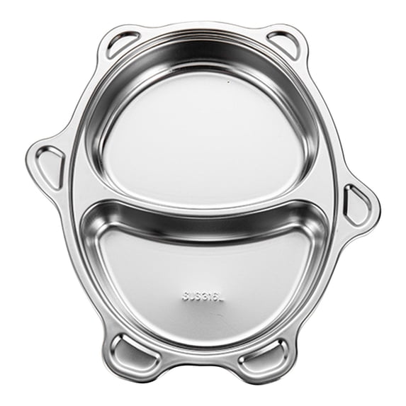 Byujiro Stainless Steel Kids Divided Plate 3-Compartment Meal Tray Cute Animal Design for Home Meal Prep & Dining