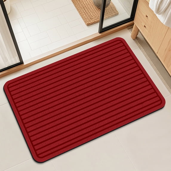 Byujiro Striped Bath Mat Quick Dry Absorbent Bathroom Floor Mat Non Slip Stain Resistant Indoor Doormat Water Absorbing Rug for Bathroom, Entryway, Kitchen, 16"x24"