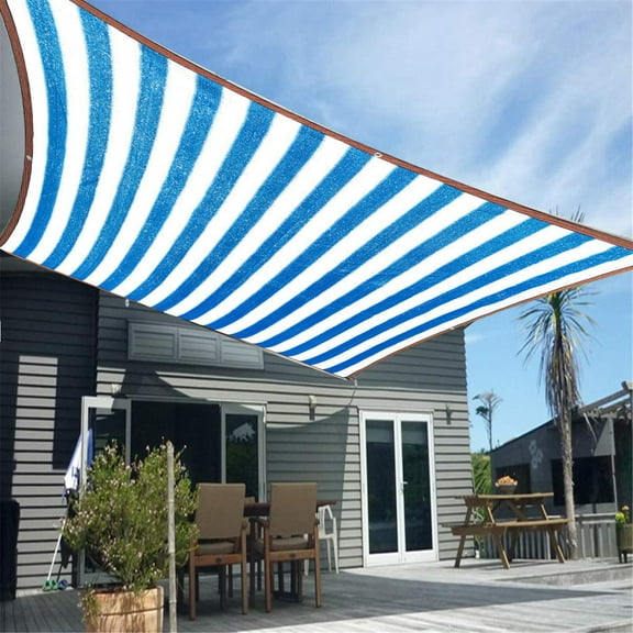 Byujiro Striped Sun Shade Sail 13x13ft Square Sun Shade Net with Grommets, UV Block Breathable Heat Reduction Shade Cloth for Patio, Garden, Backyard, Pool & Outdoor Canopy