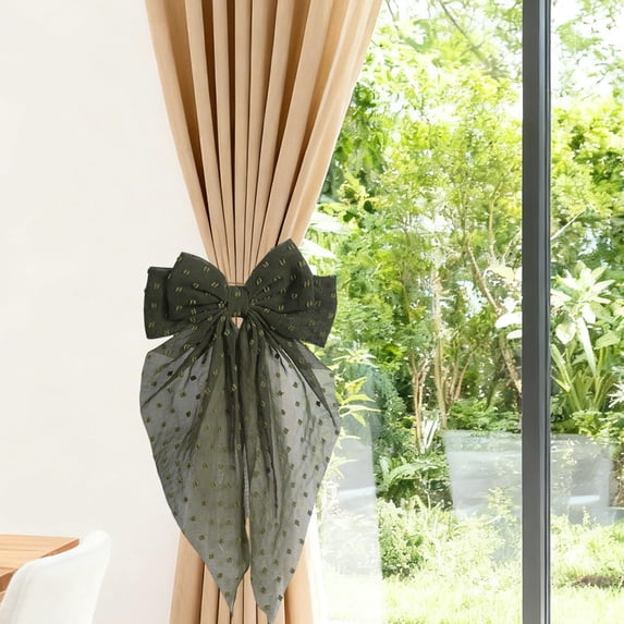 Byujiro Textured Dotted Bow Curtain Tieback Sheer Fabric Window Accessory for Bedroom, Living Room & Home Decor, Perfect for Elevating Your Window Styling & Ambiance