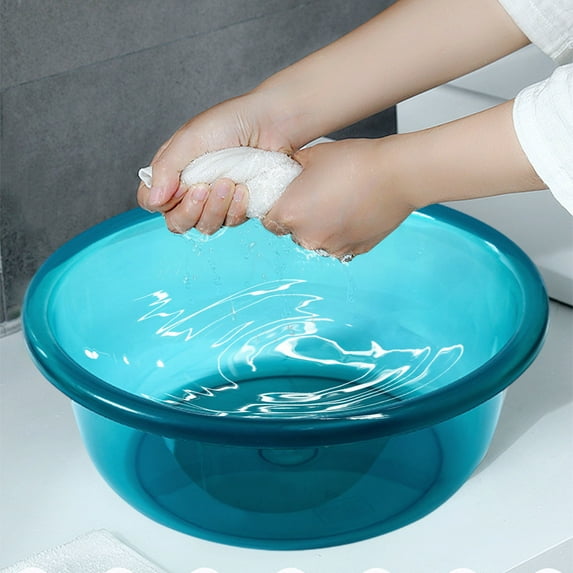 Byujiro Thickened Plastic Basin Multi-Functional Household Bowl, Shatterproof for Washing Face Hands Fruits Vegetables Clothes, Suitable for Bathroom Kitchen Laundry Room Camping
