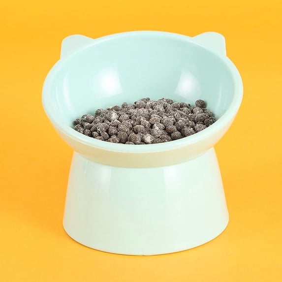 Byujiro Tilted Elevated Cat Bowl Non-Slip Anti-Tipping Plastic Pet Feeding Bowl Neck-Friendly Design for Cats & Small Dogs, Whisker-Friendly Wide Dish, Easy-Clean & Durable