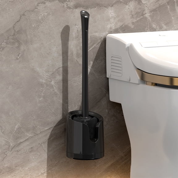 Byujiro Toilet Cleaning Brush with Base Set Self-Draining Base Prevents Mold, Saves Bathroom Counter Space Home Bathroom Daily Cleaning Tools