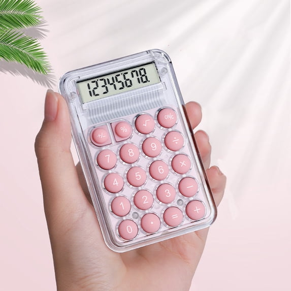 Byujiro Transparent Mini 8-Digit Portable Calculator Compact Clear-Shell Desktop Calculator Basic Calculator for Office, Students, School & Daily Math Use