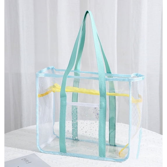 Byujiro Transparent PVC Beach & Swim Tote Bag Waterproof Quick-Dry Carryall Lightweight Organizer for Pool, Gym & Vacation