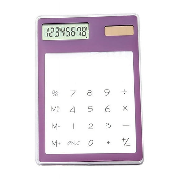 Byujiro Transparent Solar-Powered Touch Screen Calculator Thin 8-Digit LCD Display Basic Calculator Slim Portable Clear Calculator for Students, Office, Home