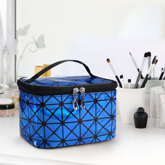 Byujiro Travel Makeup Case Large-Capacity Portable Cosmetic Organizer Stylish Toiletry Bag with Top Handle for Essentials