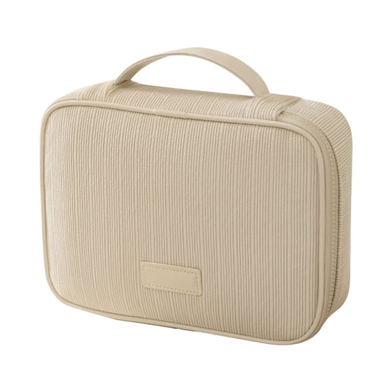 Byujiro Travel Makeup Case Portable Cosmetic Organizer with Brush Slots, Zippered Toiletry Bag with Top Handle