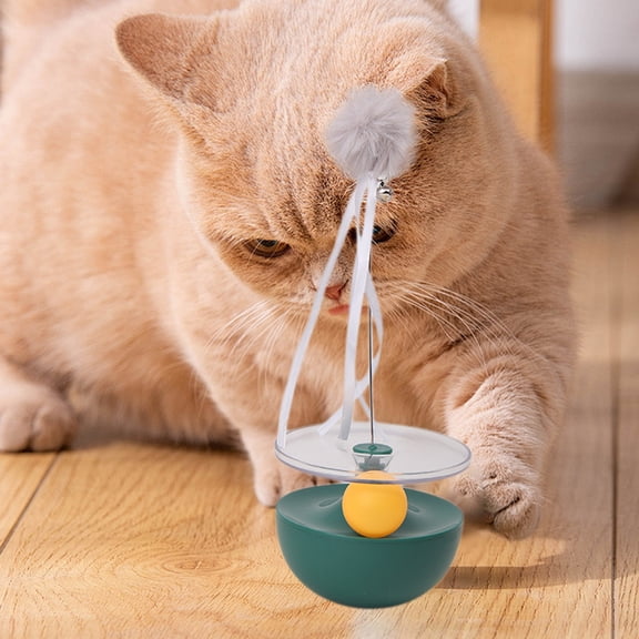 Byujiro Tumbler Cat Toy with Bell Interactive Self-Play Cat Teaser Wobble Toy with Ribbons for Indoor Cats