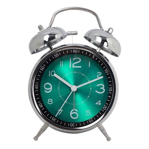 Byujiro Twin Bell Analog Alarm Clock Vintage Metal Wind-Up Table Clock with Night Glow Dial Classic Bedside Wake Up Clock with Loud Ringtone for Bedroom Dorm Office