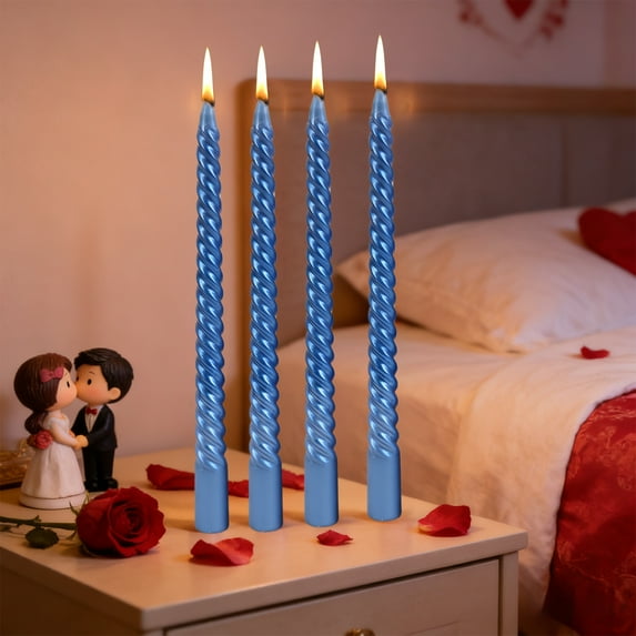 Byujiro Twisted Candle Set (4pcs) Sleek Dripless Design, Perfect for Dinner Parties, Table Decor, Wedding Receptions & Romantic Evenings