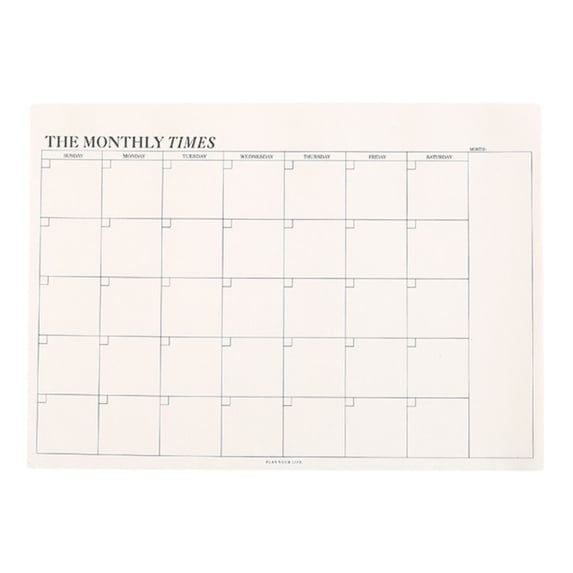 Byujiro Undated Tearable Monthly Calendar Planner Notepad, Vintage Cream Desk Monthly Schedule Pad, The Monthly Times Grid Layout with Blank Date Boxes, Easy Detachable Pages, Thick Non-Bleed Paper