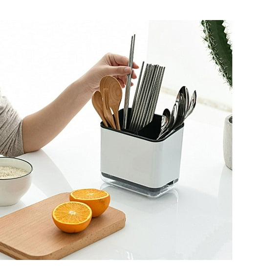 Byujiro Utensil Holder Organizer, Countertop Cutlery Storage Container for Forks Spoons Knives, Kitchen Counter Drawer Declutter