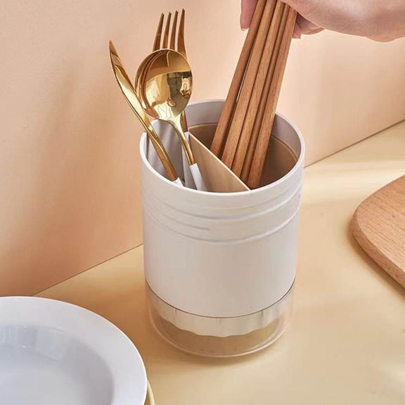 Byujiro Utensil Holder Organizer, Countertop Cutlery Storage Container for Forks Spoons Knives, Kitchen Counter Drawer Declutter