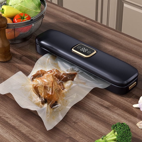 Byujiro Vacuum Sealer Machine with Digital Display, Automatic Food Sealer with 10 Vacuum Bags, Air Sealing System for Food Storage, Kitchen Organization & Meal Prep