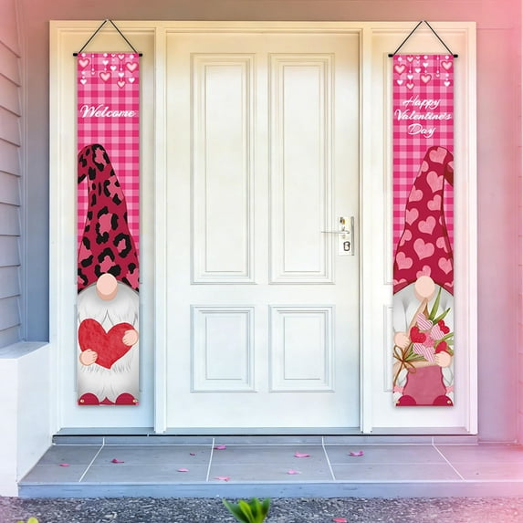 Byujiro Valentine's Day Porch Banner Set Festive Door Couplet Decor for Holiday Parties, Romantic Gatherings & Home Decor