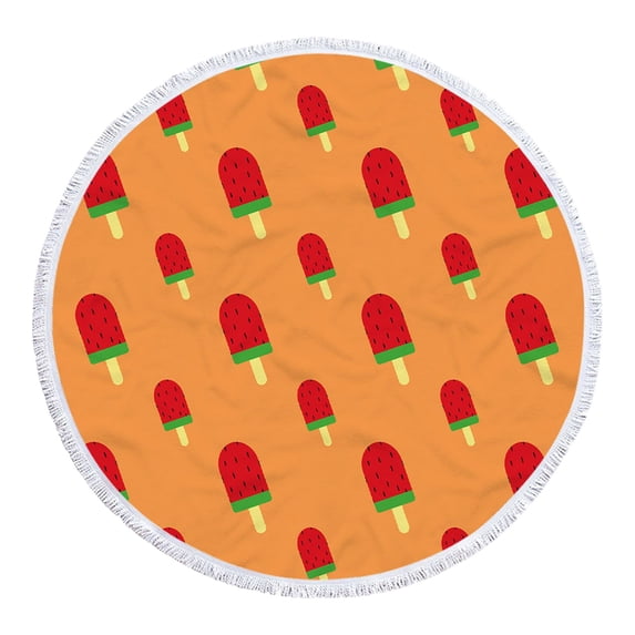 Byujiro Watermelon Print Round Microfiber Beach Towel 60" Oversized Circular Quick Dry Highly Absorbent Soft Lightweight Sand Free Towel Versatile as Beach Blanket, Shawl & Yoga Mat