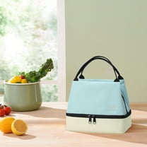 Byujiro Women's Double Layer Insulated Lunch Bag, 2 Compartment Thermal Tote for Work, School, Picnic