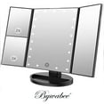 Bywabee Black Tri Fold Lighted Vanity Makeup Mirror w/ 22 LED Touch