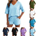 thumbnail image 1 of Byworldtasic 2 Piece Lounge Short Sets for Women Oversized Summer Outfit Casual Beach Vacation Airport Sets with Pockets, 1 of 6